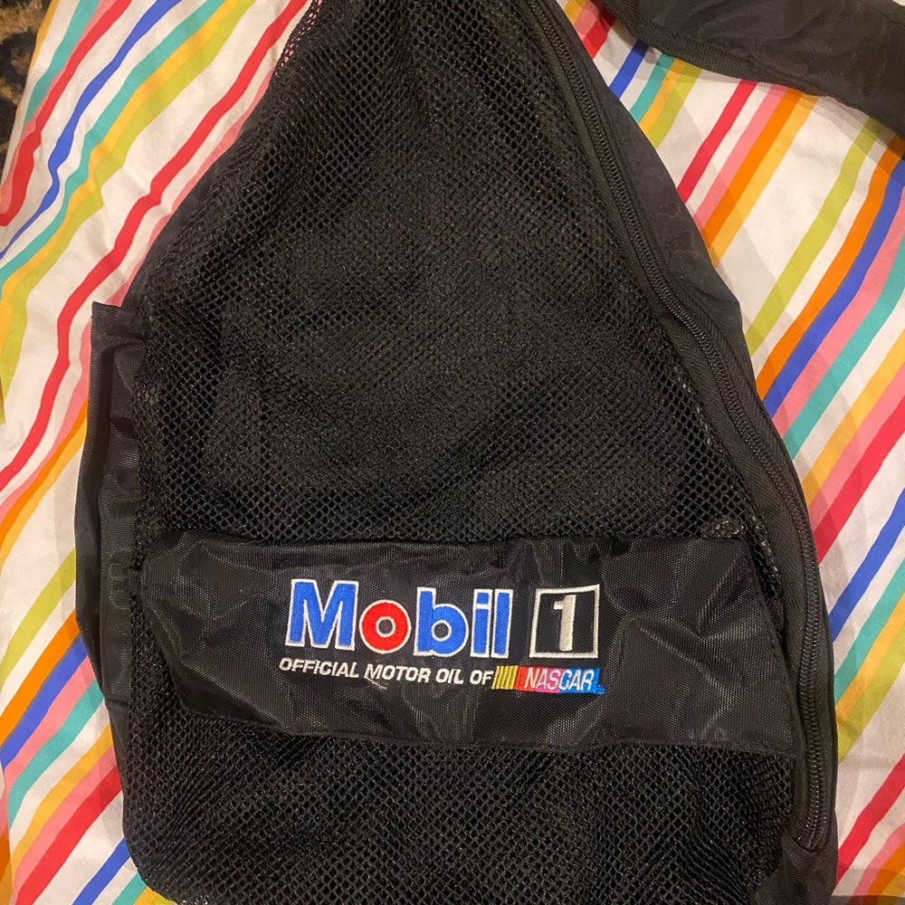 Black Mesh Sling Backpack - Official Motor Oil NASCAR